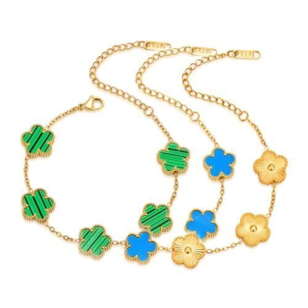 2550 18K Gold-Plated Four Leaf Clover Bracelet ,Adjustable lucky Bracelet